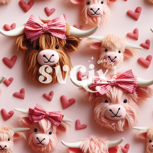 Highland Vday Cuties Seamless Pattern