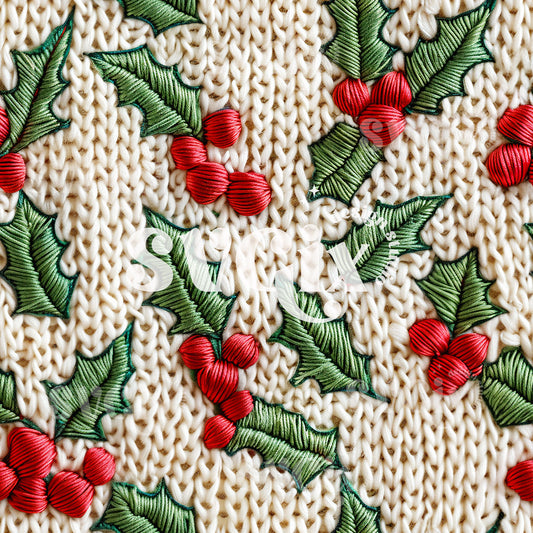 Holly Knit Seamless Pattern