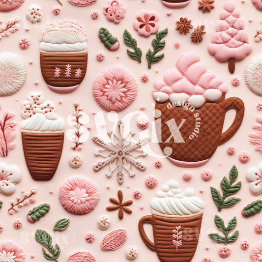 Hot Cocoa Marshmallows I Seamless Pattern