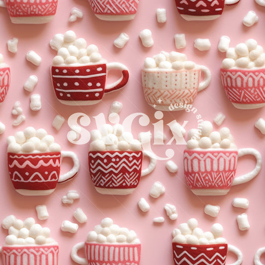 Hot Cocoa Marshmallows III Seamless Pattern