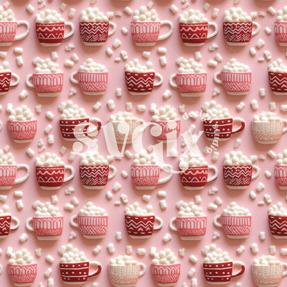 Hot Cocoa Marshmallows III Seamless Pattern