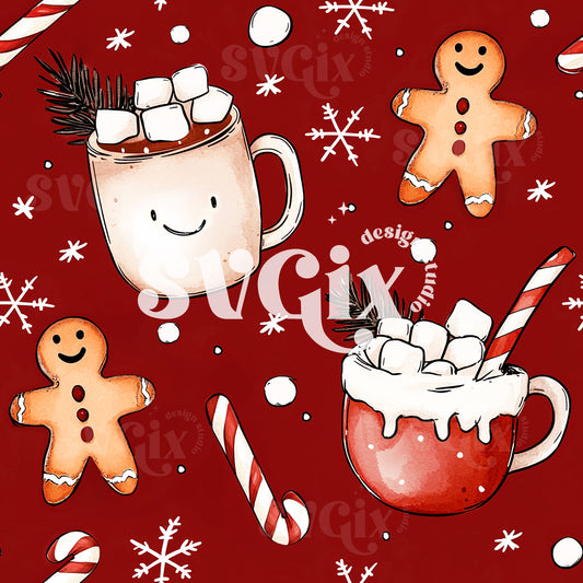 Hot Cocoa Red Seamless Pattern