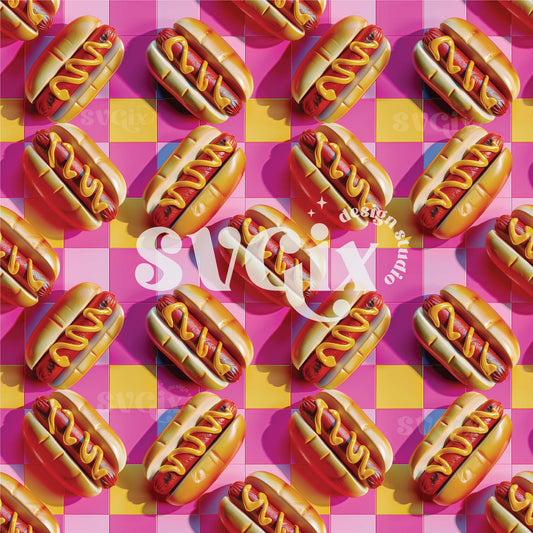 Hot Dogs Seamless Pattern