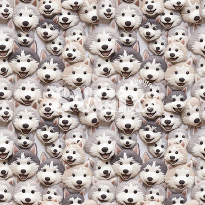 Husky Puppies Seamless Pattern