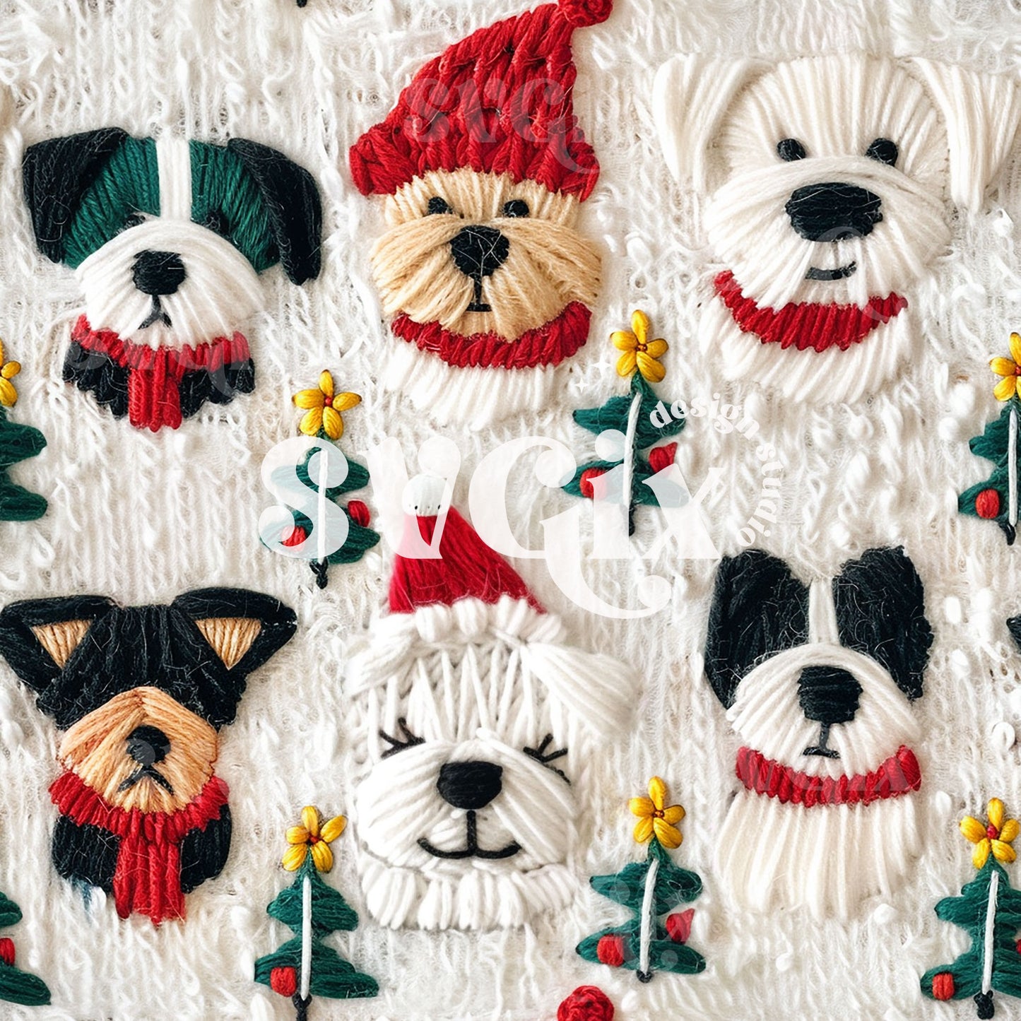 Knit Christmas Dogs Seamless Pattern