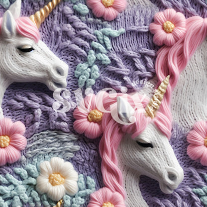 Knit Unicorns Seamless Pattern