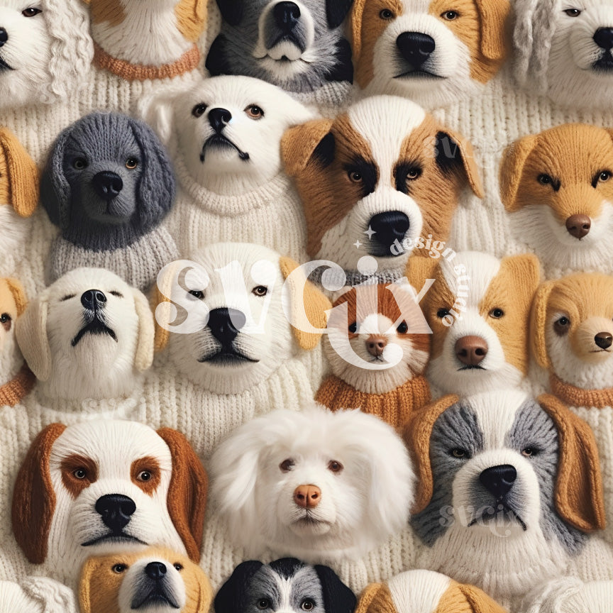 Knitting Dogs Seamless Pattern