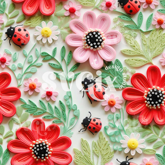 Ladybugs Paradise Seamless Pattern