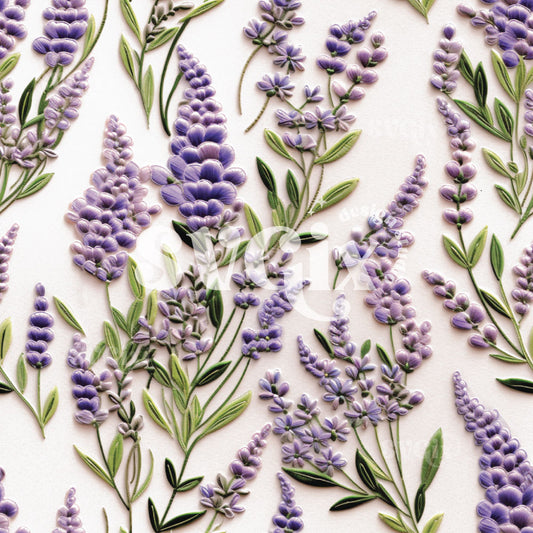 Lavender Embroidery Seamless Pattern