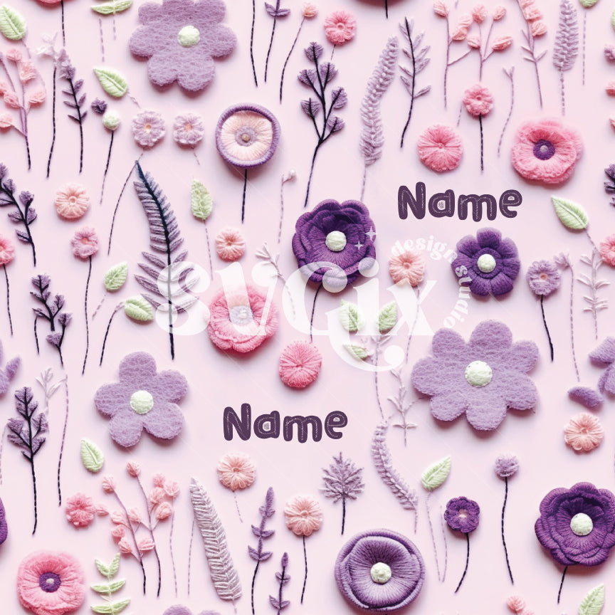 Floral Editable Name Seamless Pattern