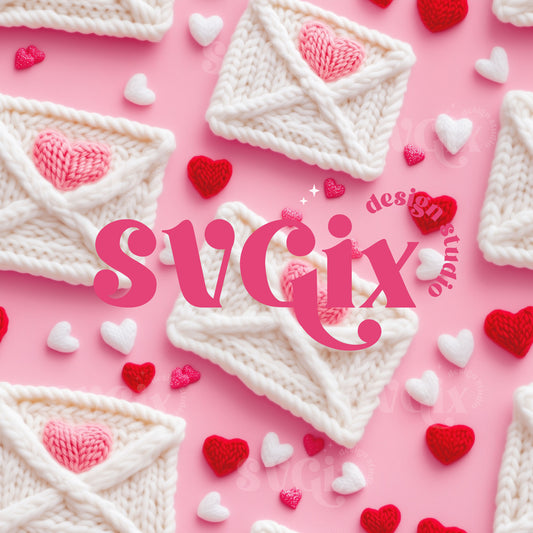 Love Letters Valentines Embroidery Seamless Pattern