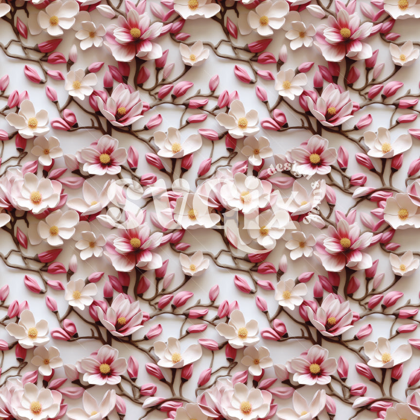 Magnolia Blooms Seamless Pattern