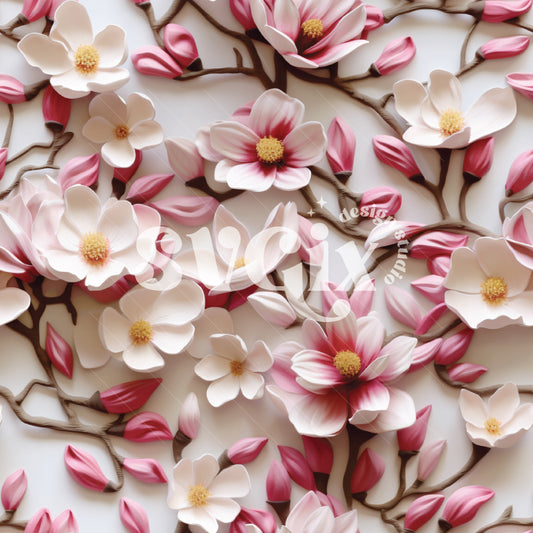 Magnolia Blooms Seamless Pattern