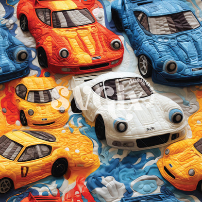 Melting Racing Cars Quilt Seamless Pattern