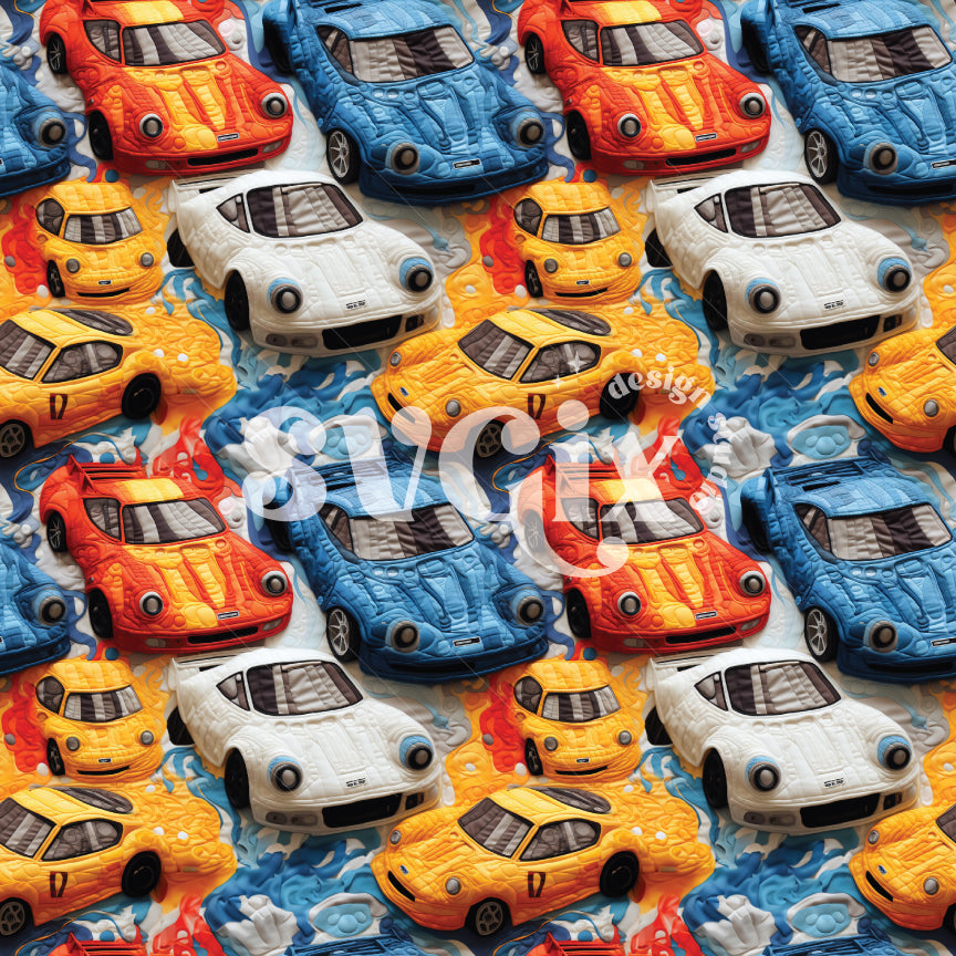 Melting Racing Cars Quilt Seamless Pattern