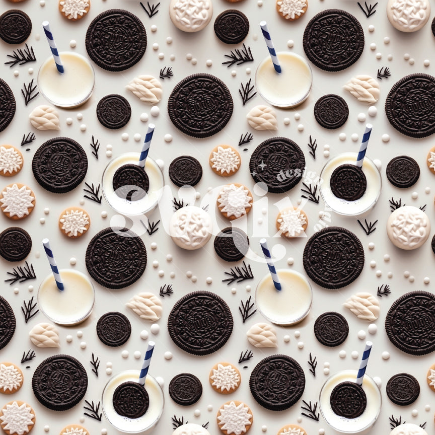 Milk And Cookies 3D Seamless Pattern