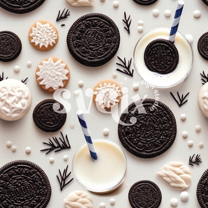 Milk And Cookies 3D Seamless Pattern