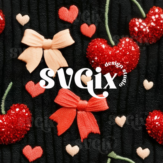 Mon Cheri Vday Cherry Seamless Pattern