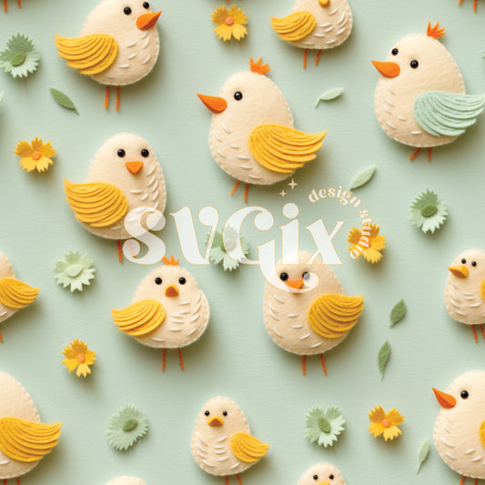 Moon Mist Easter Chicks Seamless Pattern