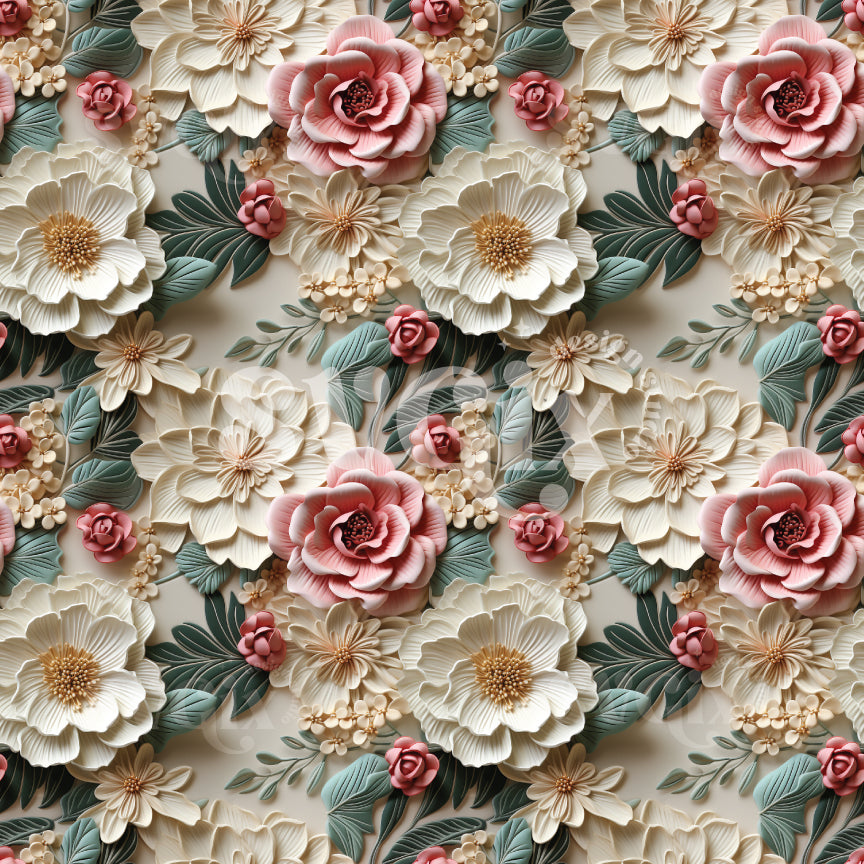 Muted Christmas Floral Seamless Pattern