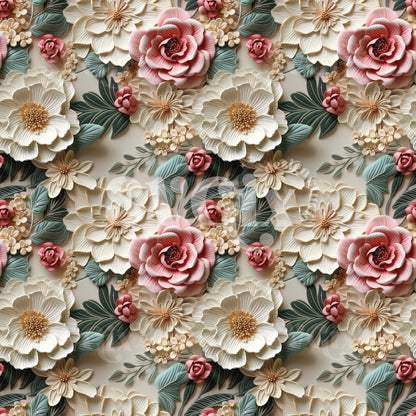 Muted Christmas Floral Seamless Pattern