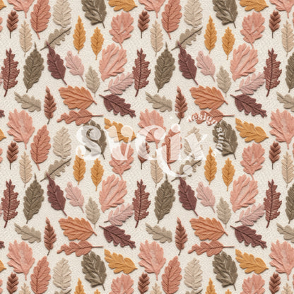 Muted Boho Fall Leaves Embroidery Seamless