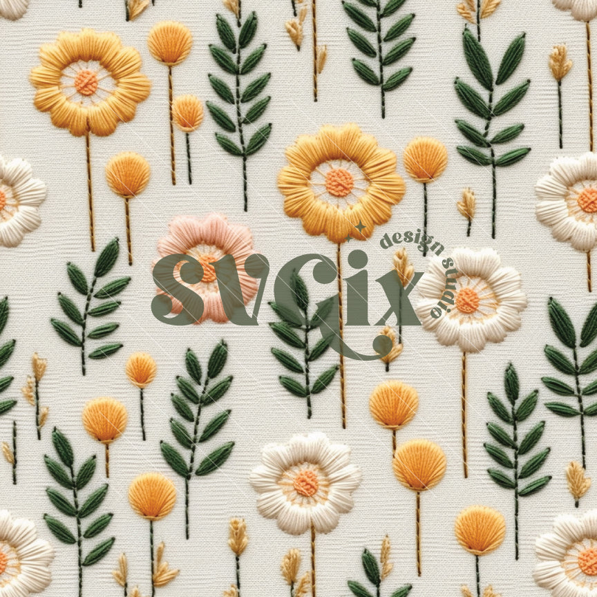 Needlework Blossom Array Seamless Pattern