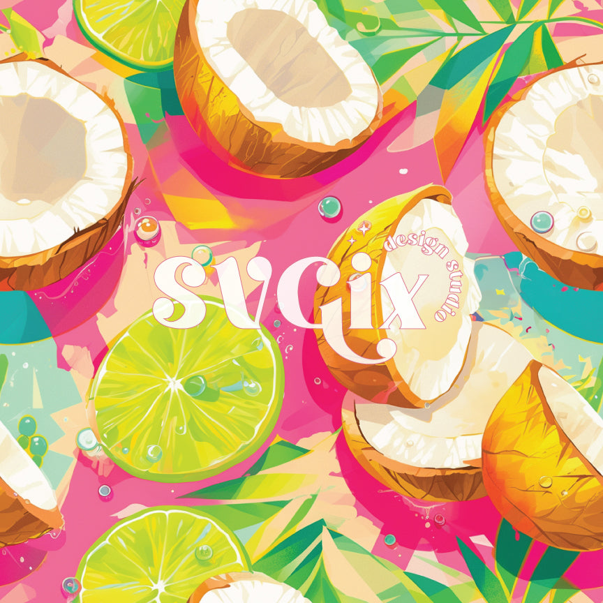 Neon Coconuts Seamless Pattern