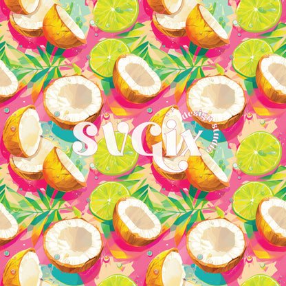 Neon Coconuts Seamless Pattern