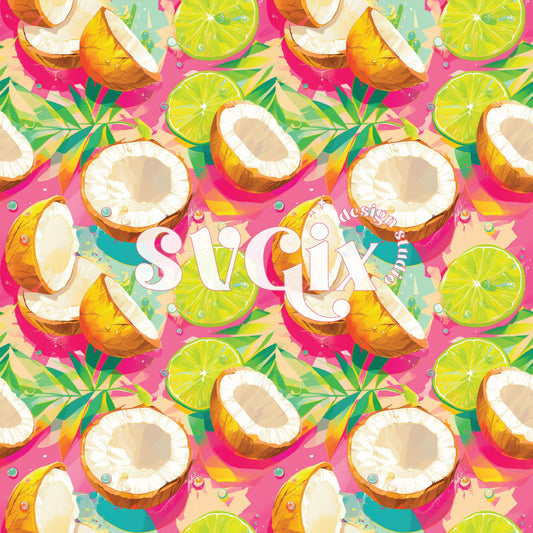 Neon Coconuts Seamless Pattern