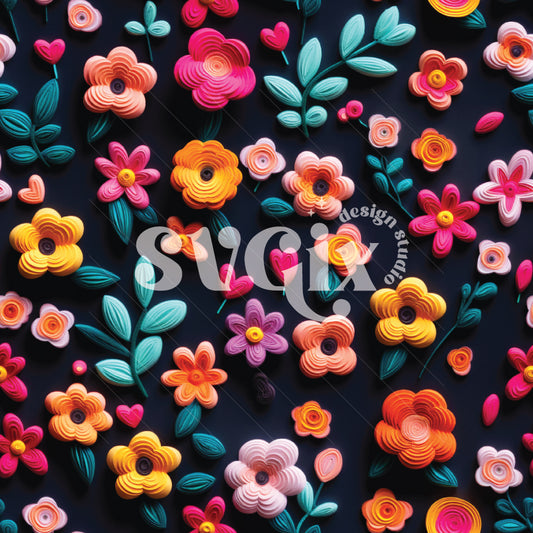 Floral 3D Seamless Pattern