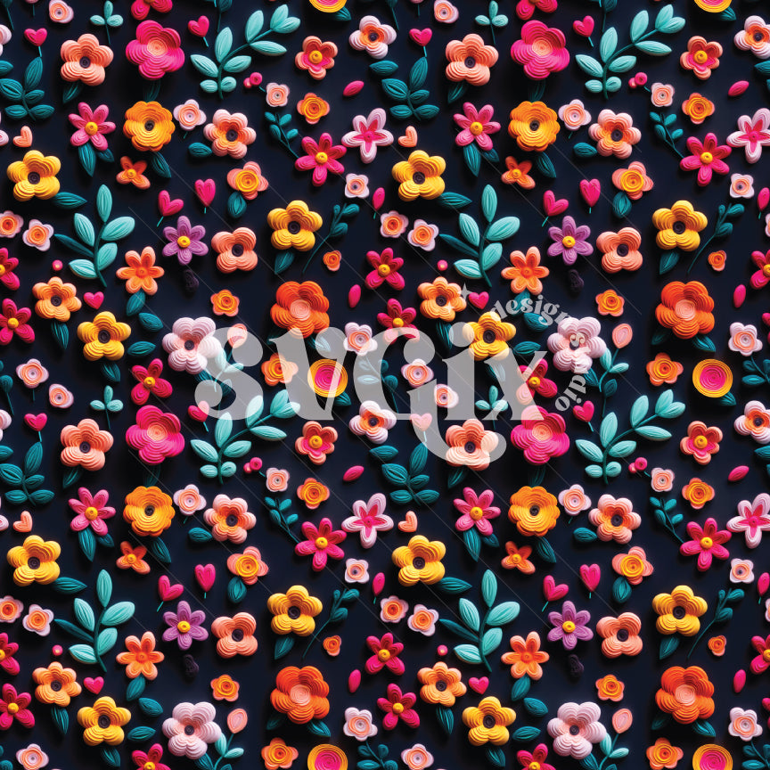 Floral 3D Seamless Pattern