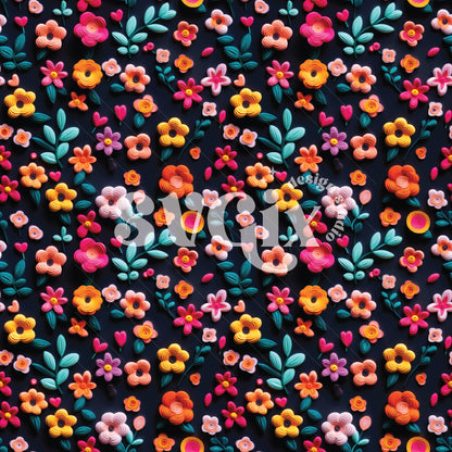 Floral 3D Seamless Pattern