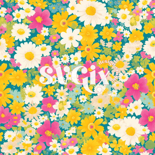 Neon Floral Seamless Pattern