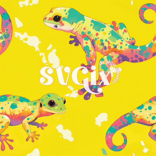 Neon Geckos Seamless Pattern