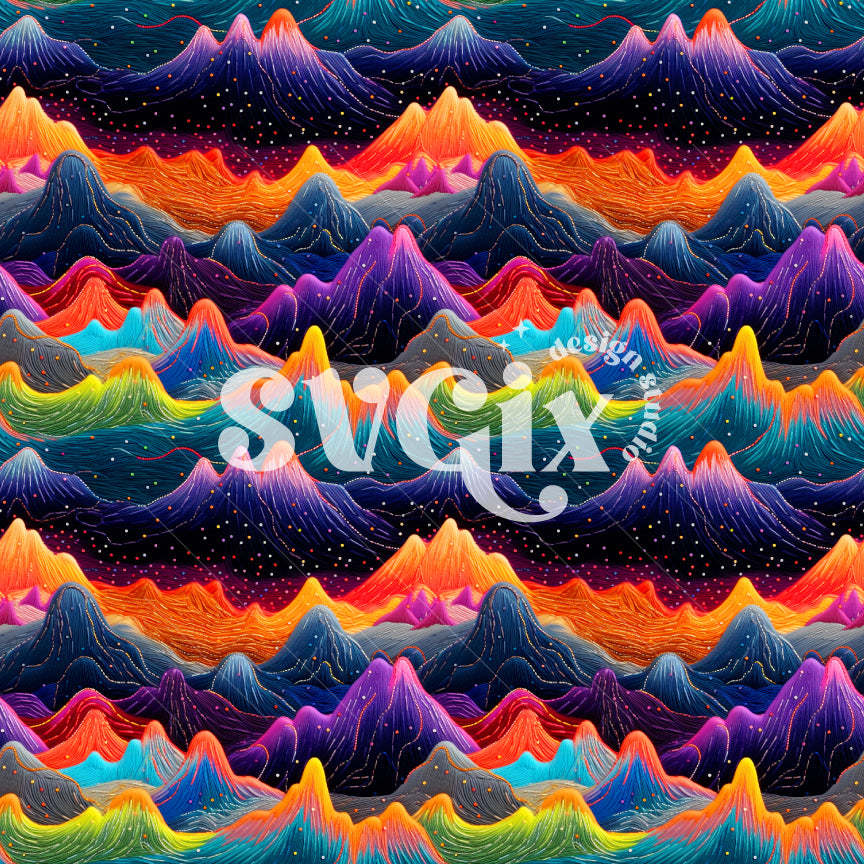 Neon Mountains Seamless Pattern