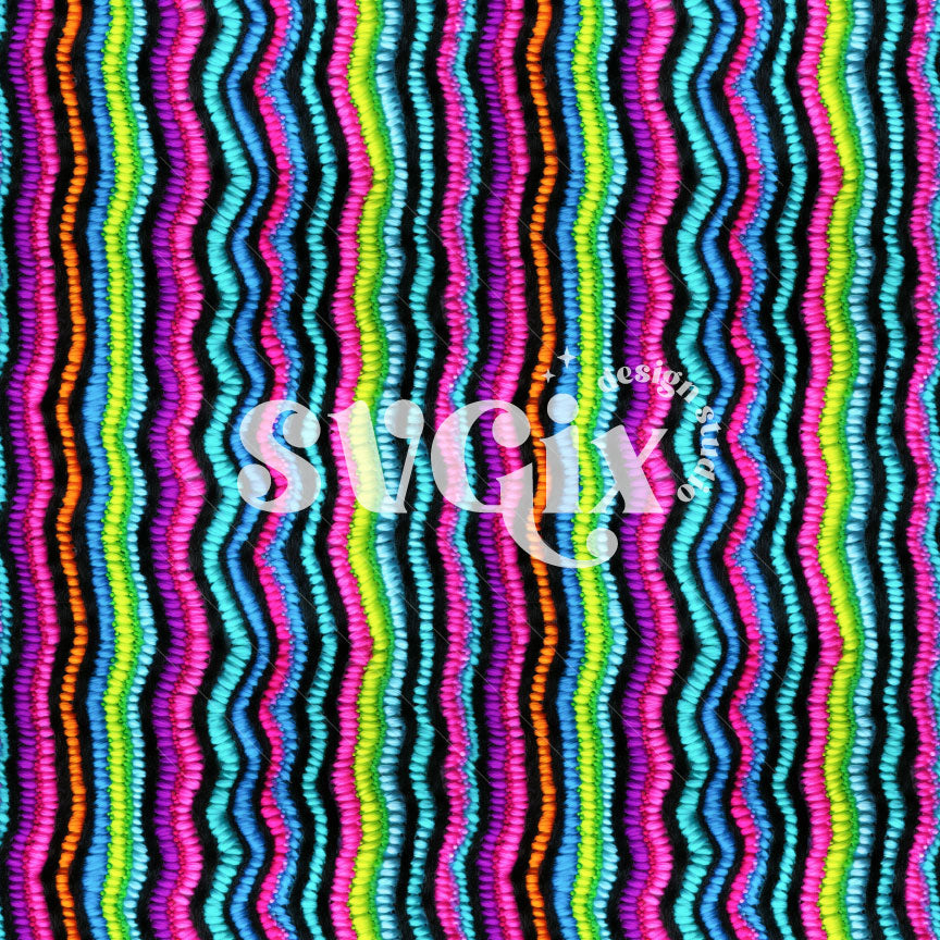 Neon Stripes Embroidery Seamless Pattern