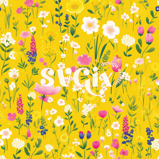 Neon Wildflowers Seamless Pattern