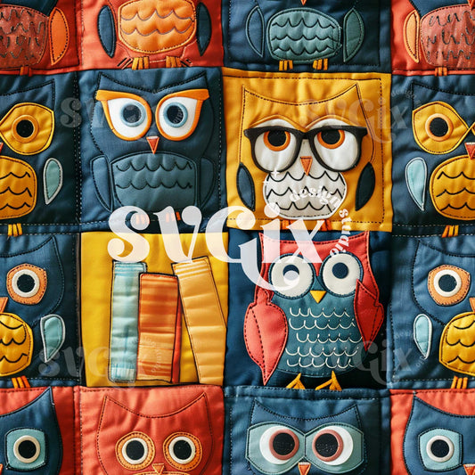 OWLS ALSO READ Back to School Seamless Pattern