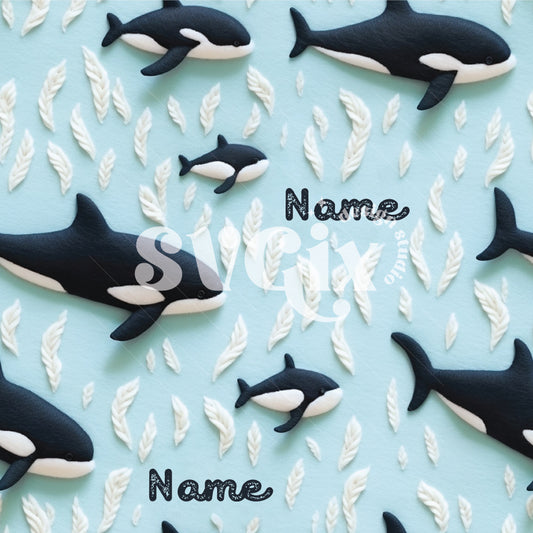 Orcas Editable Name Seamless Pattern