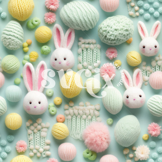 Pale Mint Bunnies Seamless Pattern