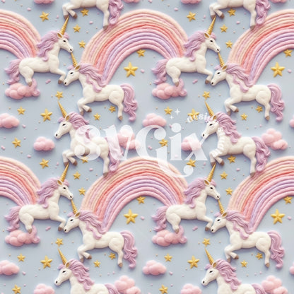 Pastel Blue Unicorns Seamless Pattern