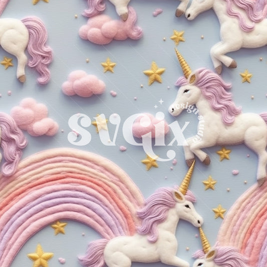 Pastel Blue Unicorns Seamless Pattern