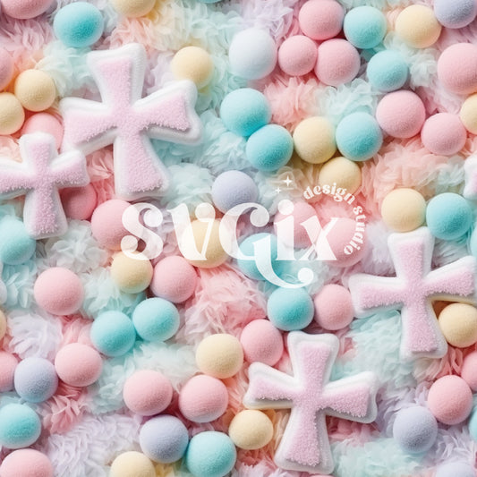 Pastel Christian Easter Crosses Seamless Pattern