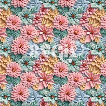 Pastel Christmas Flowers Seamless