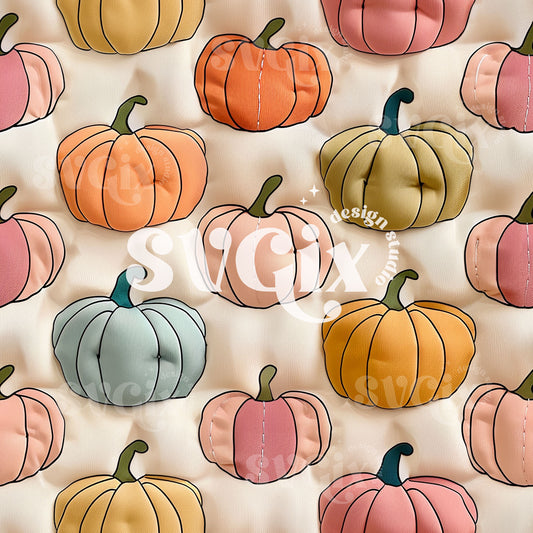 Pastel Pumpkins Fall Seamless Pattern