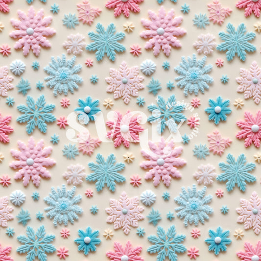 Pastel Snowflakes Felt Seamless Pattern