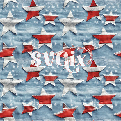 Patchwork Stars on Denim Seamless Pattern