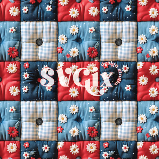 Patriotic Quilt Seamless Pattern