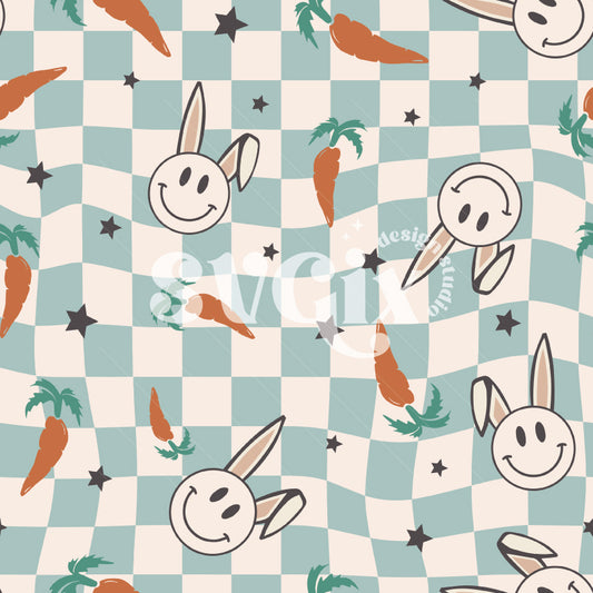 Easter Boy Checkerboard Smileys Seamless + PNG